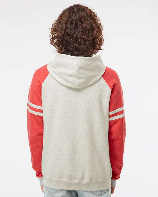 Jerzees 97CR - Sudadera con capucha de raglán con bloques de color Varsity Nublend®