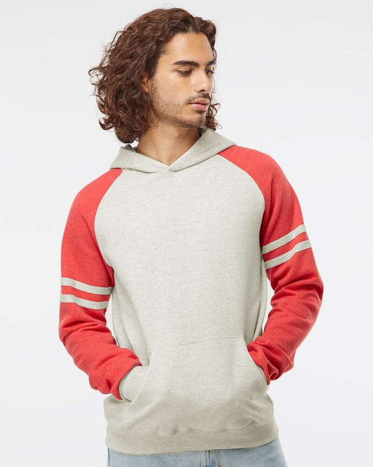 Jerzees 97CR - Sudadera con capucha de raglán con bloques de color Varsity Nublend®