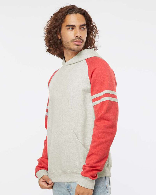 Jerzees 97CR - Sudadera con capucha de raglán con bloques de color Varsity Nublend®