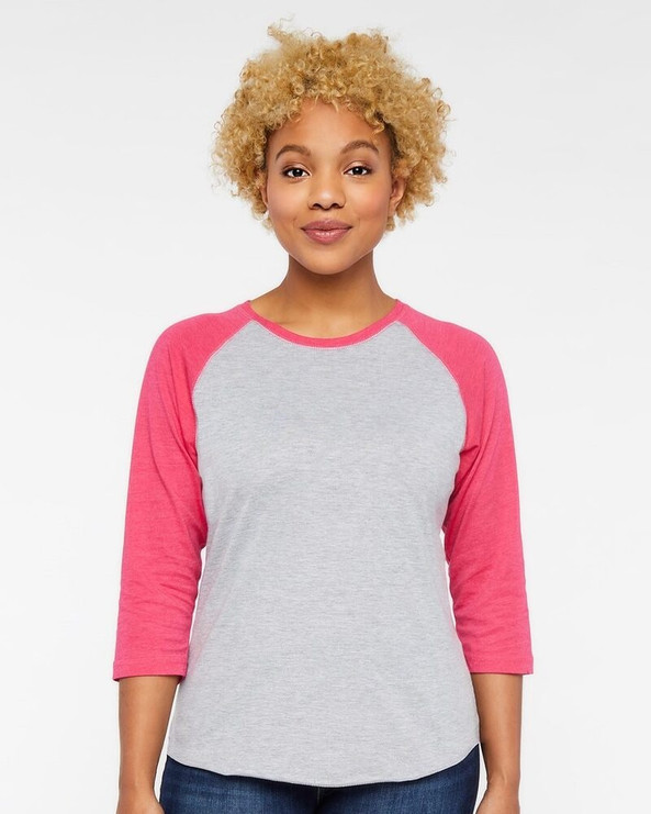 LAT 3530 - Ladies' Fine Jersey Three-Quarter Sleeve Baseball T-Shirt