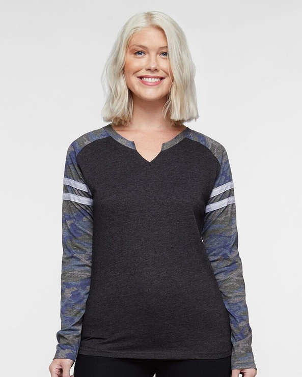 LAT 3534 - Ladies Gameday Mash-Up Long Sleeve Fine Jersey T-Shirt