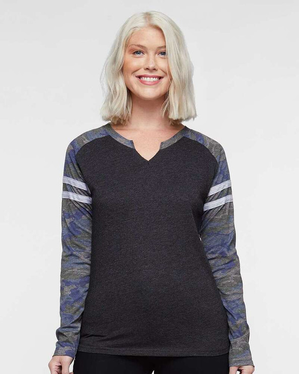 LAT 3534 - Camiseta de Manga Larga de Damas Gameday Mash-Up Fine Jersey