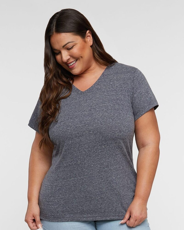 LAT 3591 - Ladies V-Neck Harborside Melange Jersey T-Shirt