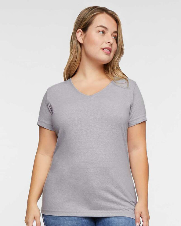 LAT 3591 - Ladies V-Neck Harborside Melange Jersey T-Shirt