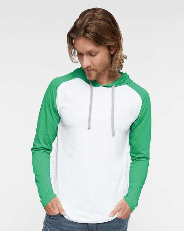 LAT 6917 - Men's Hooded Raglan Long Sleeve Fine Jersey T-Shirt