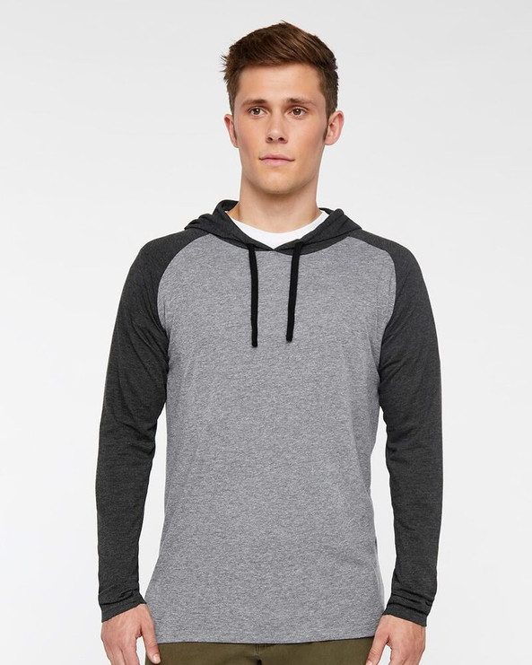 LAT 6917 - Men's Hooded Raglan Long Sleeve Fine Jersey T-Shirt