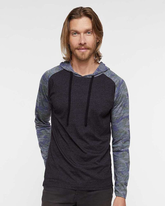 LAT 6917 - Camiseta de Manga Larga Raglán con Capucha para Hombre de Fine Jersey