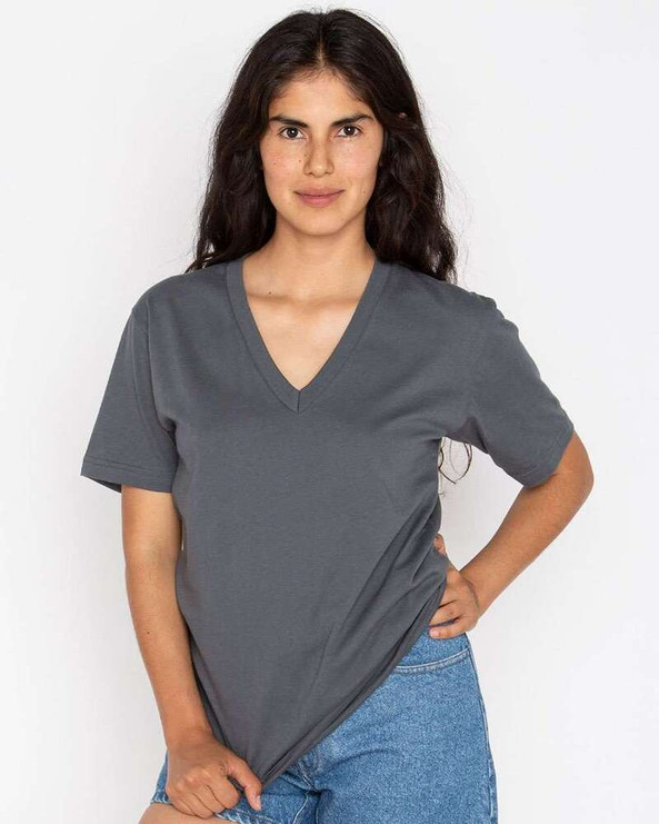 Los Angeles Apparel 24056 - USA-Made Fine Jersey V-Neck T-Shirt