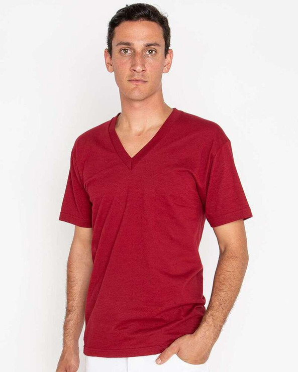 Los Angeles Apparel 24056 - USA-Made Fine Jersey V-Neck T-Shirt