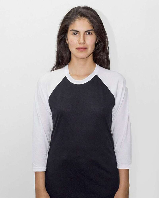 Los Angeles Apparel FF53 - USA-Made Three Quarter Sleeve Raglan Baseball T-Shirt