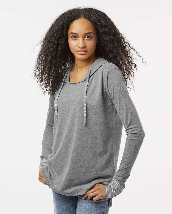MV Sport W19439 - Women's Heathered Jersey Hooded Tunic