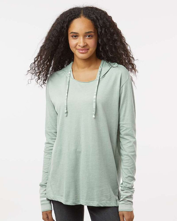 MV Sport W19439 - Women's Heathered Jersey Hooded Tunic