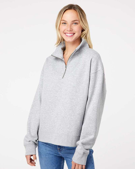 MV Sport W22713 - Sudadera de mujer con cremallera de un cuarto de felpa afelpada