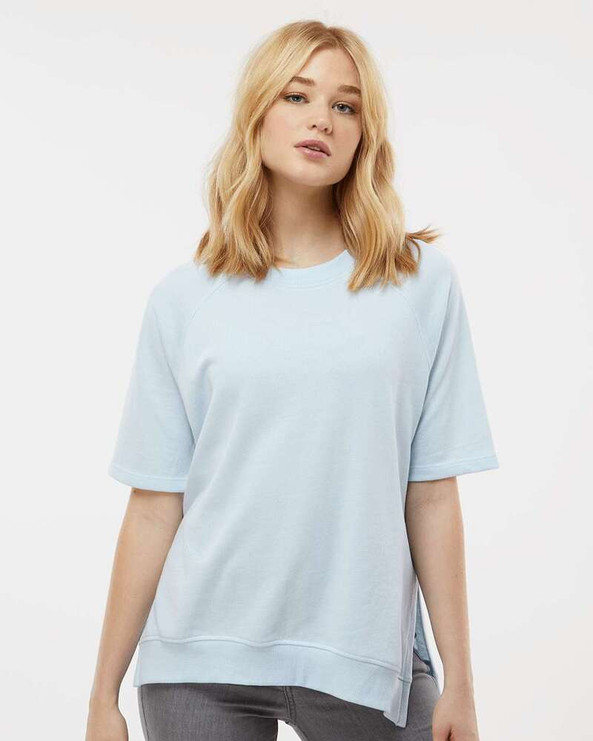 MV Sport W23711 - Women's French Terry Short Sleeve Crewneck Pullover