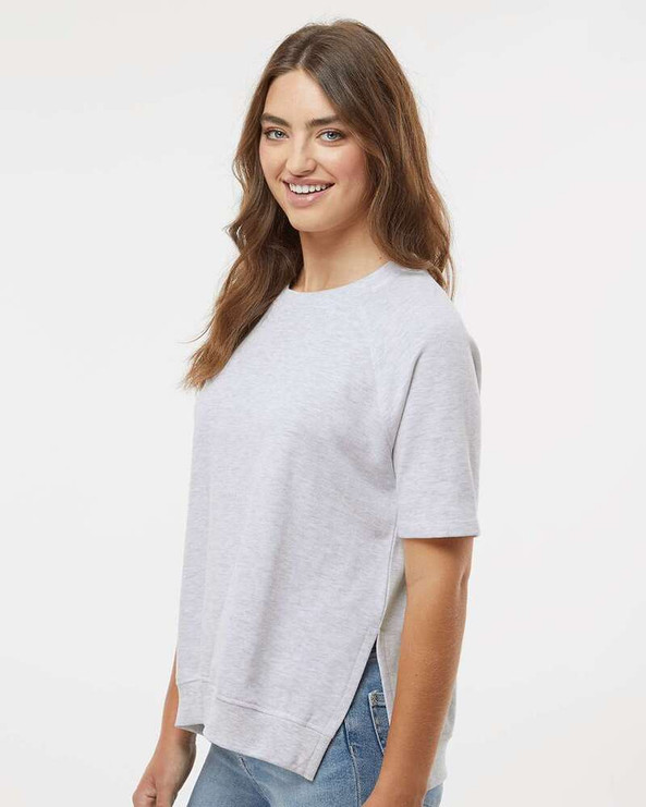 MV Sport W23711 - Women's French Terry Short Sleeve Crewneck Pullover