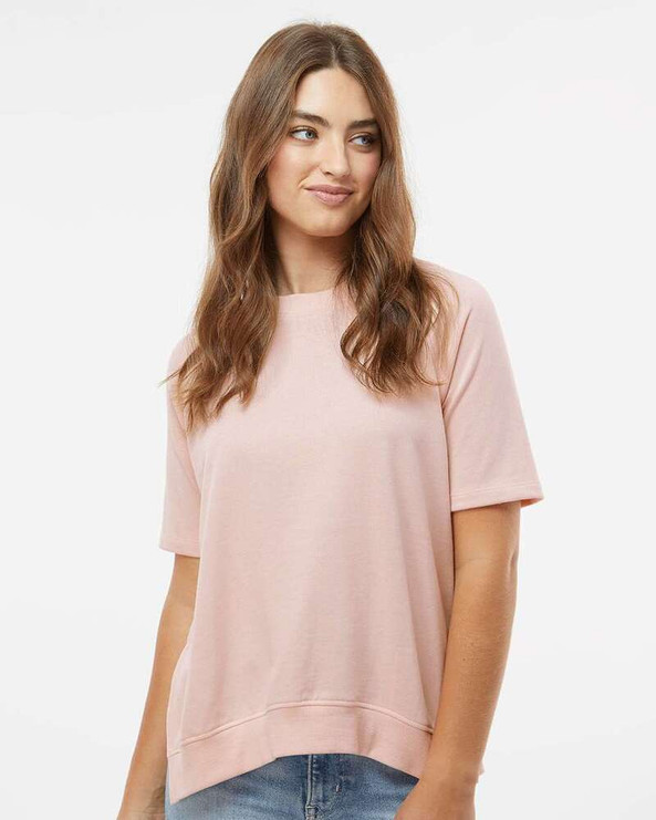 MV Sport W23711 - Women's French Terry Short Sleeve Crewneck Pullover