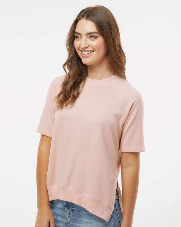 MV Sport W23711 - Women's French Terry Short Sleeve Crewneck Pullover