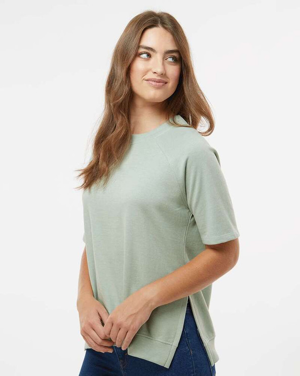 MV Sport W23711 - Women's French Terry Short Sleeve Crewneck Pullover