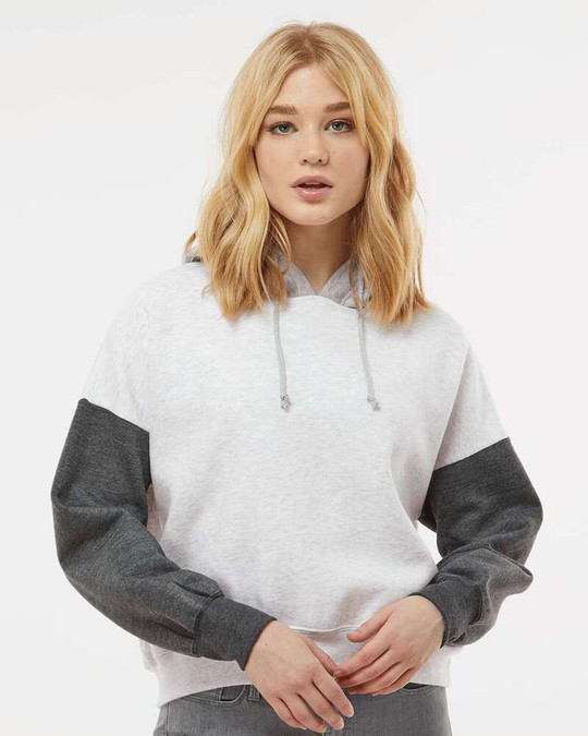 MV Sport W23716 - Sudadera con capucha recortada de vellón afelpado a color en bloques para mujer