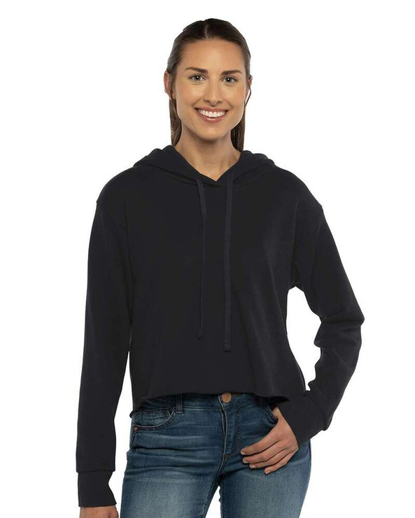Next Level 9384 - Women's Laguna Sueded Raw Edge Crop Hoodie