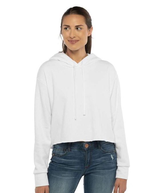 Next Level 9384 - Sudadera con capucha corta de borde sin rematar Laguna Sueded para mujer