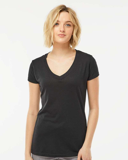 Tultex 244 - Camiseta de Cuello en V Rica en Poliéster para Mujer