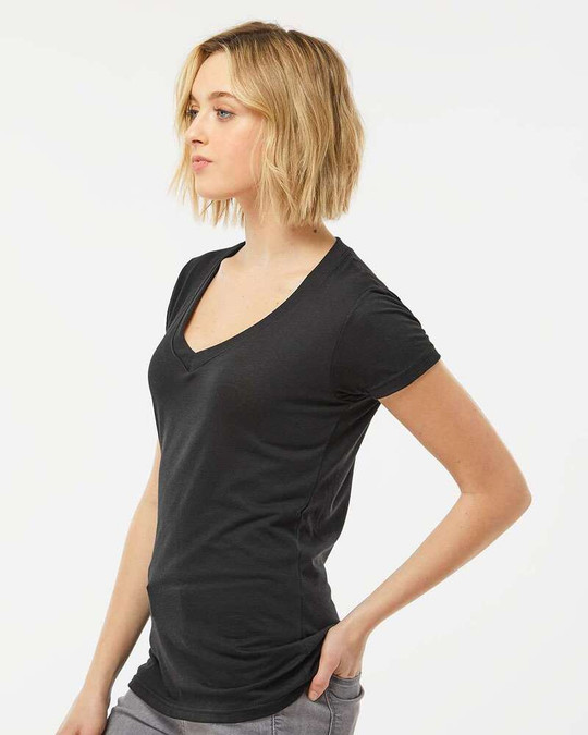 Tultex 244 - Camiseta de Cuello en V Rica en Poliéster para Mujer