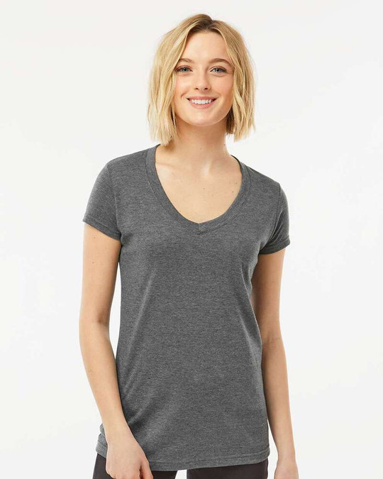 Tultex 244 - Camiseta de Cuello en V Rica en Poliéster para Mujer