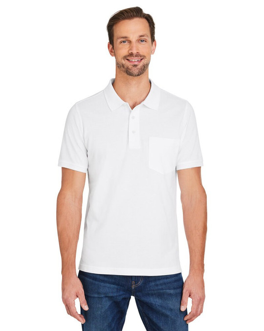 Harriton M205P - Polo à poche anti-accroc en coton Valiant pour hommes