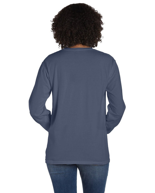 ComfortWash by Hanes GDH250 - Camiseta unisex de manga larga teñida en prenda con bolsillo