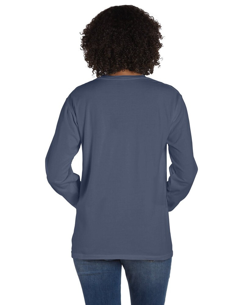 ComfortWash by Hanes GDH250 - Camiseta unisex de manga larga teñida en prenda con bolsillo