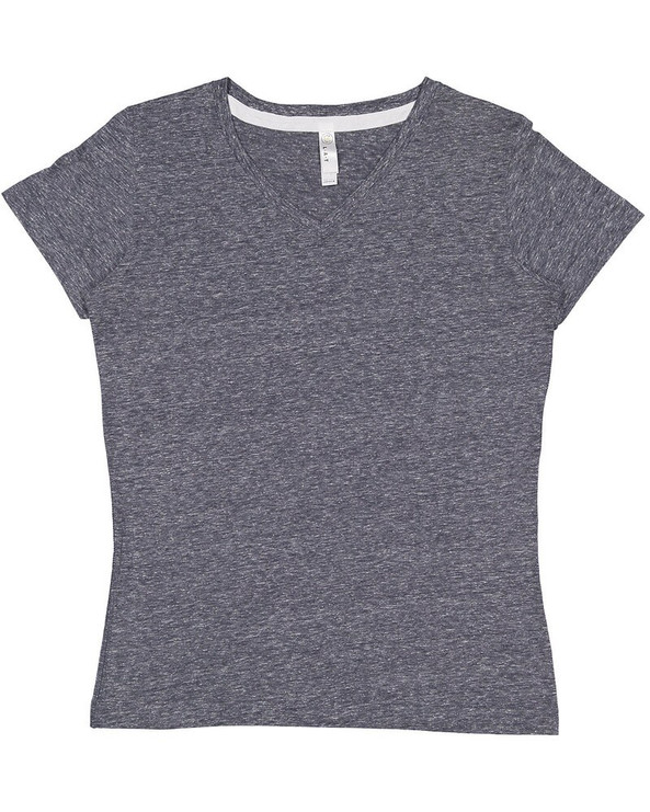 LAT 3591 - Ladies V-Neck Harborside Melange Jersey T-Shirt