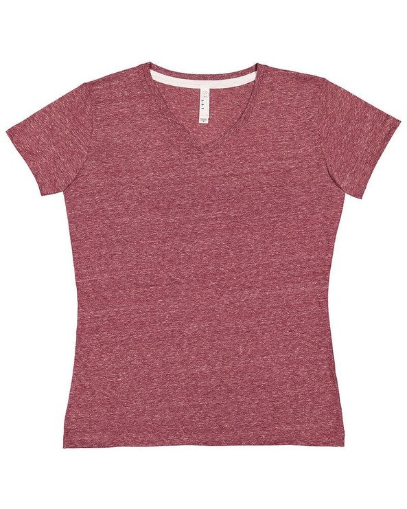 LAT 3591 - Camiseta de Jersey Melange Harborside con Cuello en V para Damas