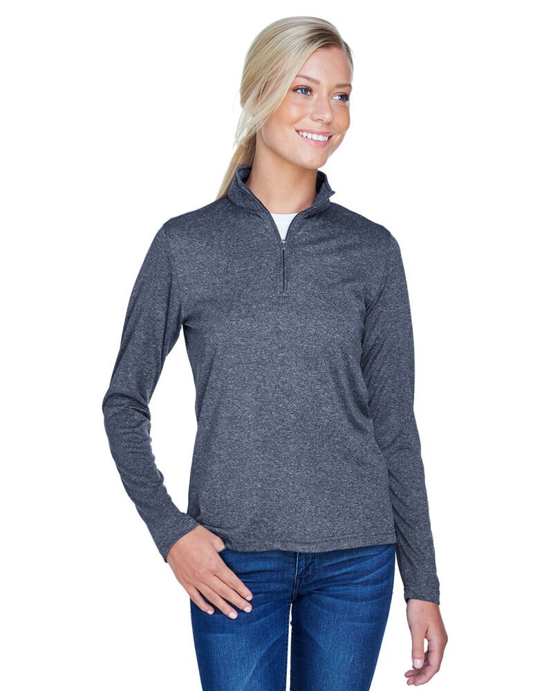 UltraClub 8618W - Damas Cool & Dry Heathered Performance Quarter-Zip