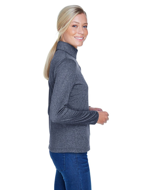 UltraClub 8618W - Ladies Cool & Dry Heathered Performance Quarter-Zip