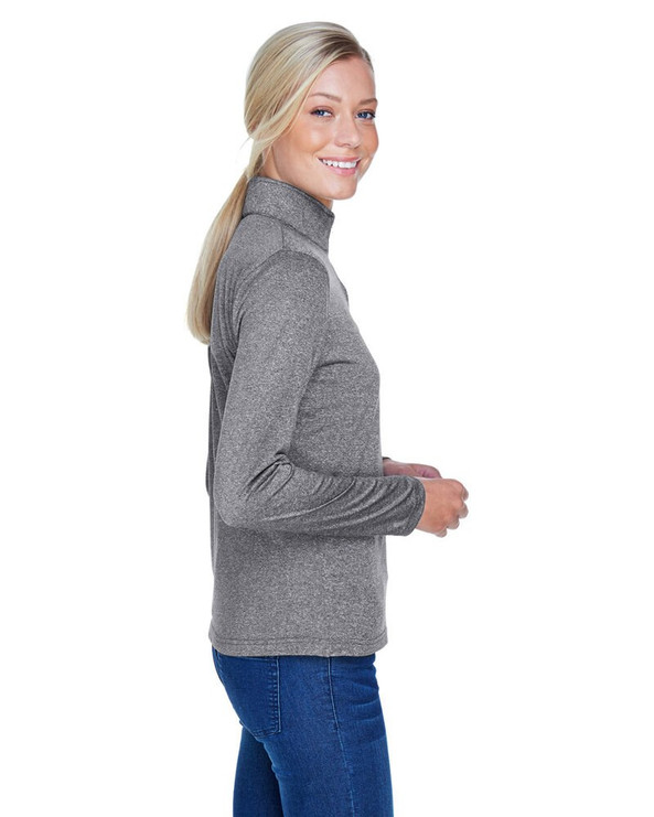 UltraClub 8618W - Ladies Cool & Dry Heathered Performance Quarter-Zip