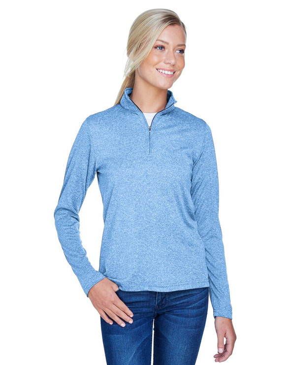 UltraClub 8618W - Damas Cool & Dry Heathered Performance Quarter-Zip