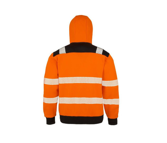 RESULT RS503X - Kapuzen-Warnschutz-Sweatshirt mit Reißverschluss aus recyceltem Polyester