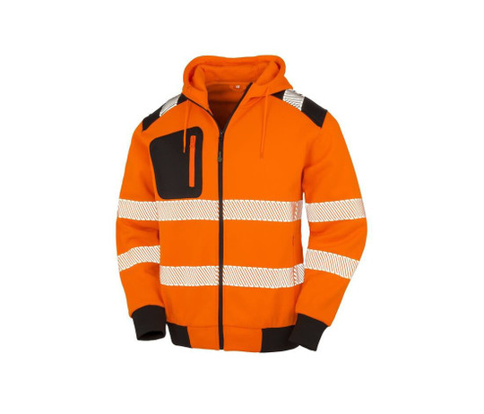 RESULT RS503X - Kapuzen-Warnschutz-Sweatshirt mit Reißverschluss aus recyceltem Polyester