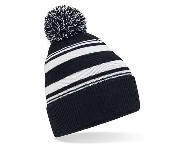 BEECHFIELD BF473R - Czapka beanie w paski z naszywką z logo