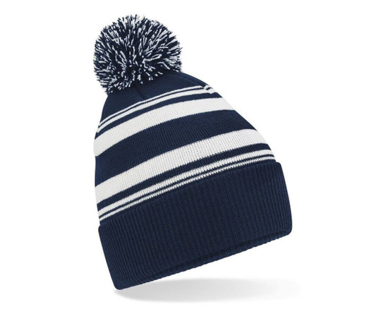 BEECHFIELD BF473R - Czapka beanie w paski z naszywką z logo