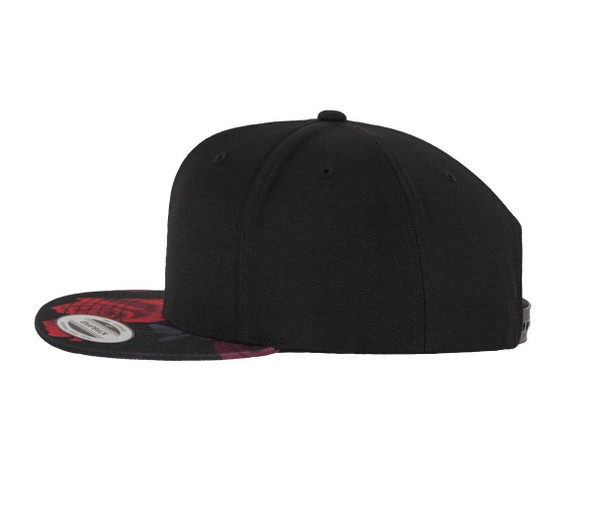 FLEXFIT F6089R - 6-Panel-Cap mit rosa Aufdruck auf dem Schirm