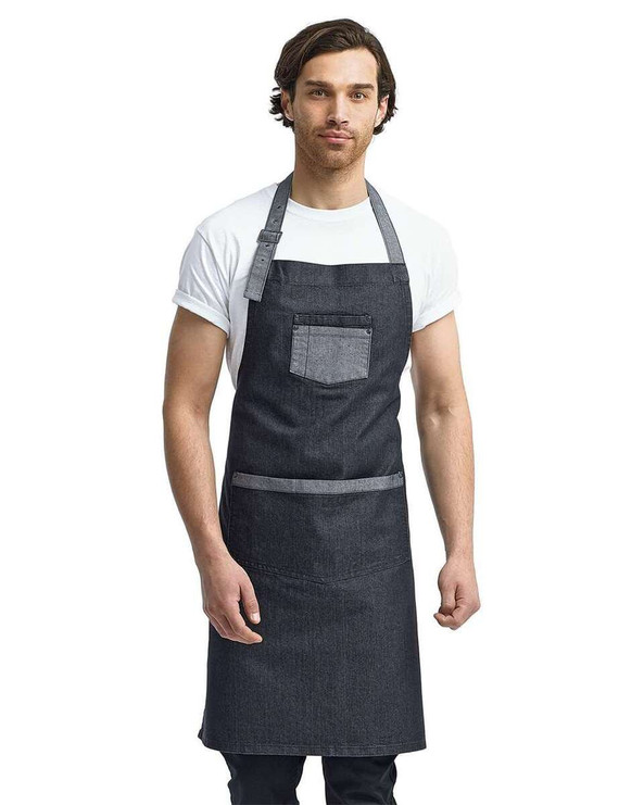 Artisan Collection by Reprime RP127 - Delantal con peto vaquero y bolsillos Domain Contrast