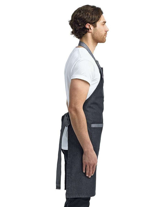 Artisan Collection by Reprime RP127 - Domain Contrast Denim Bib Apron with Pockets