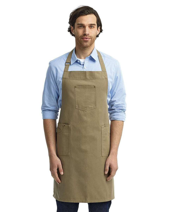 Artisan Collection by Reprime RP132 - Cotton Chino Bib Apron with Pocket