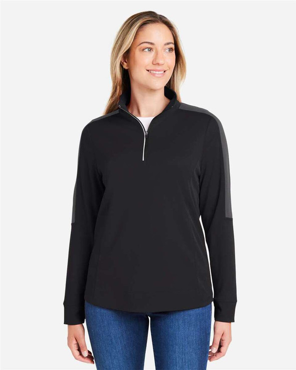 CORE365 CE404W - Women's Market Snag Protect Mesh Colorblock Quarter-Zip Pullover