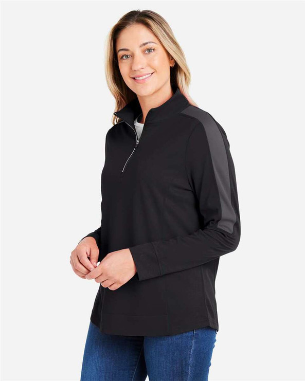 CORE365 CE404W - Women's Market Snag Protect Mesh Colorblock Quarter-Zip Pullover