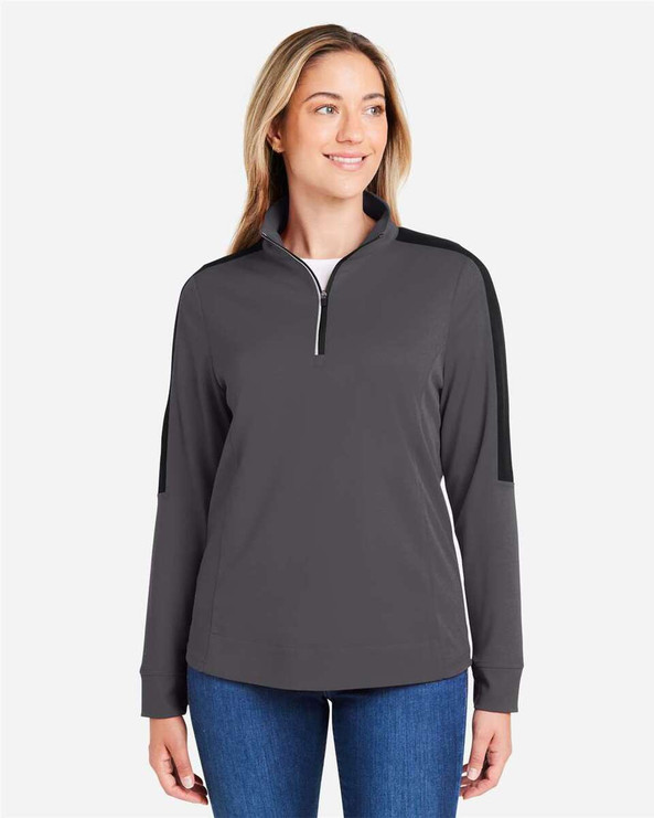 CORE365 CE404W - Women's Market Snag Protect Mesh Colorblock Quarter-Zip Pullover