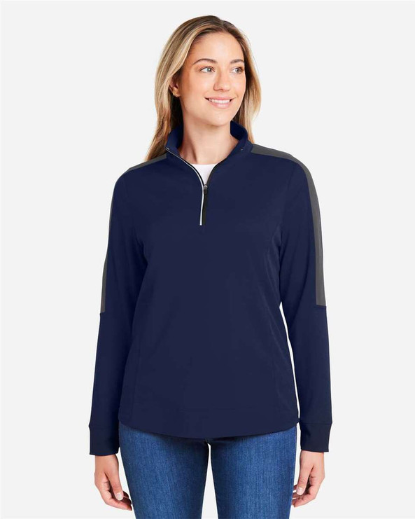 CORE365 CE404W - Women's Market Snag Protect Mesh Colorblock Quarter-Zip Pullover