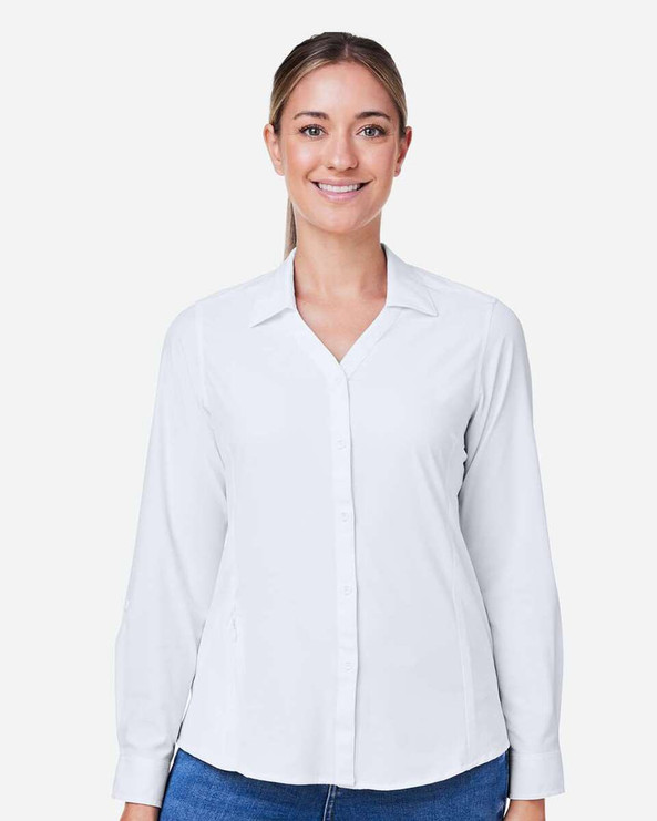 CORE365 CE510LW - Camisa Marina de manga larga Ultra UVP® para mujer